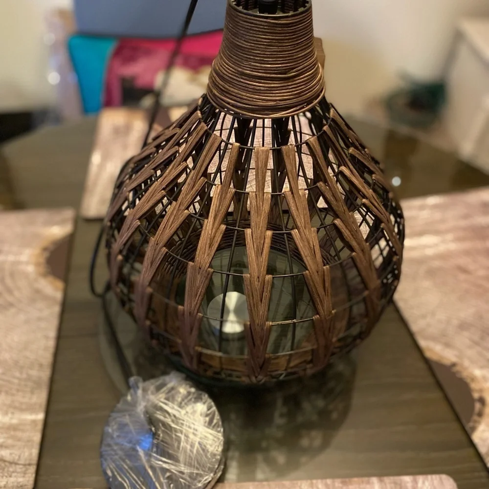 Brown Woven Pendant Light